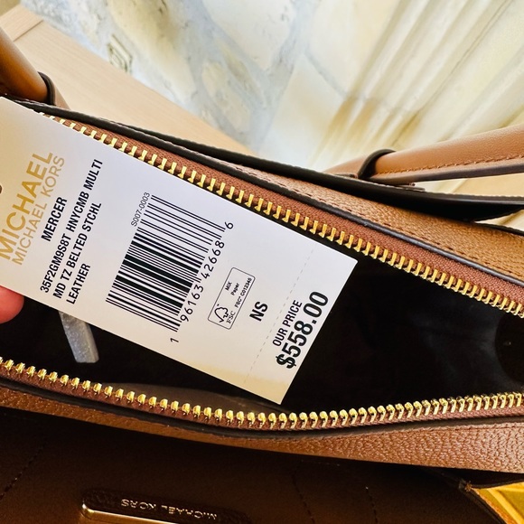 Michael Kors Mercer medium belted leather satchel handbag purse NWT Authentic - Picture 9 of 9